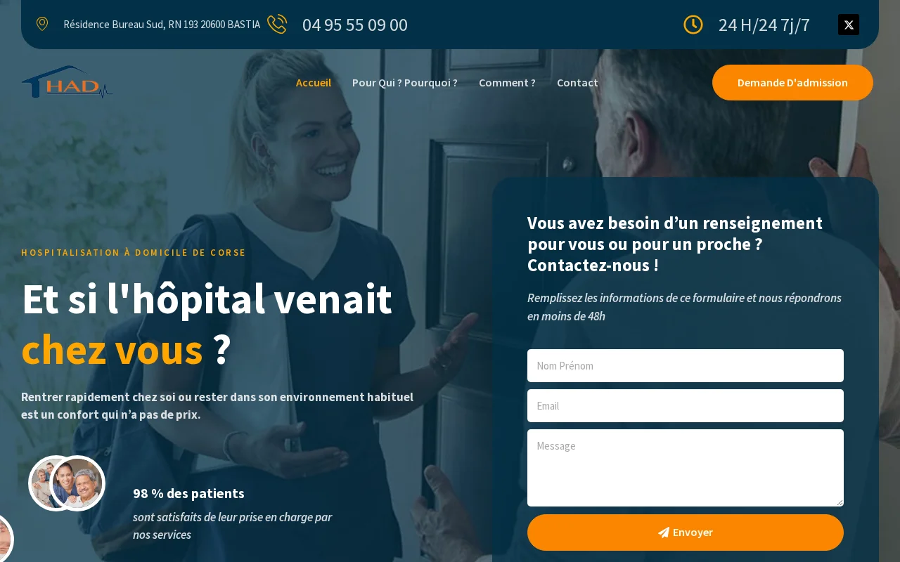 Capture du site HAD de Corse — Hospitalisation à domicile
