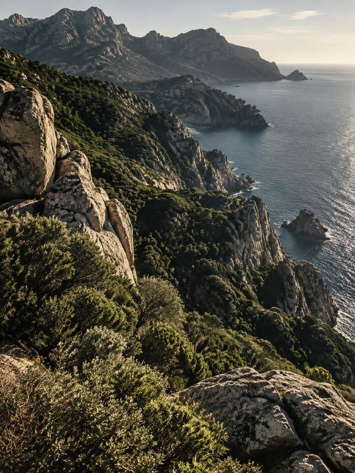 Reliefs de granit et maquis corse
